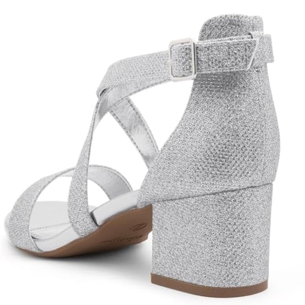 Elegant Silver Block Heel Sandals - Picture 3 of 4